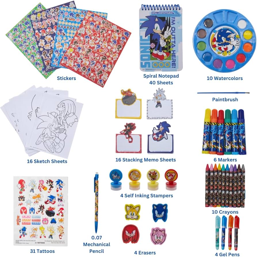 Innovative designs sonic the hedgehog creativity fun kids art set for coloring painting and crafts toys games