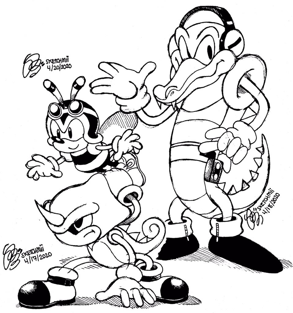 Âïâsketchmiiââï on x i started drawing the chaotix last week not knowing it was their th anniversary i always loved how they looked in the classic era sonic games especially espio sketchmii