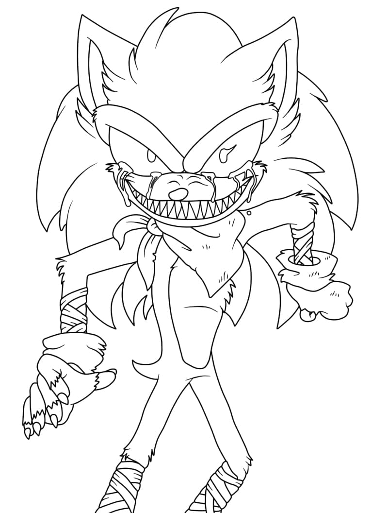 Creepy sonic exe image coloring page