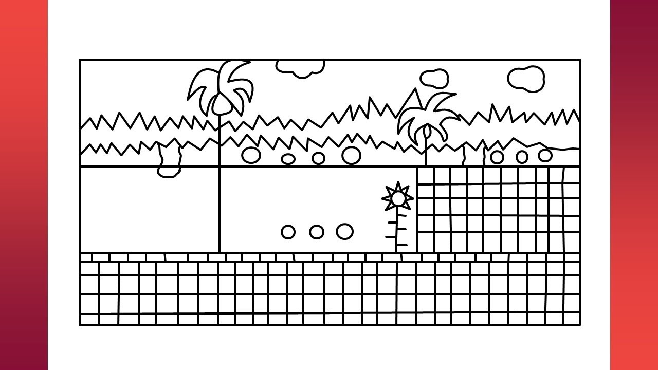 How to draw green hill zone drawing step by step