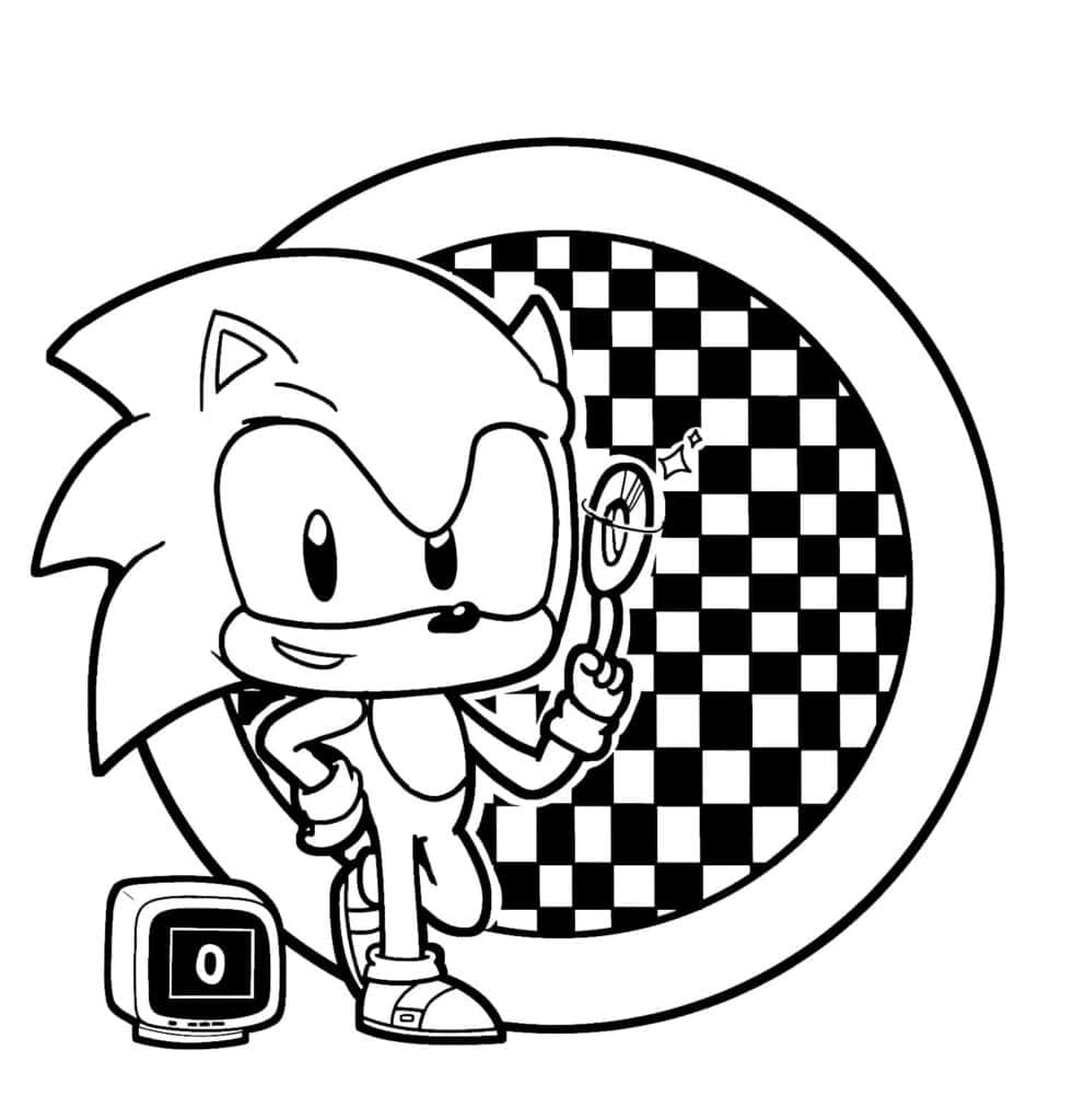 Download sonic coloring checkered background picture