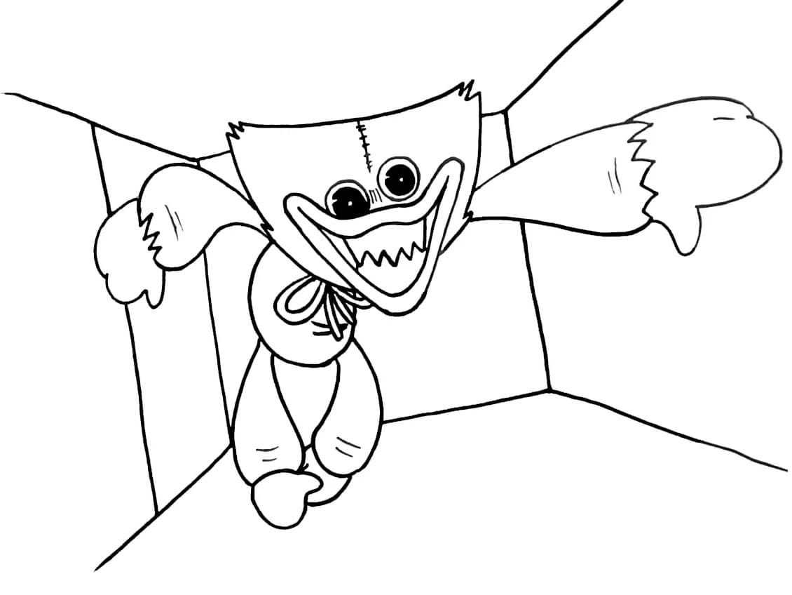 Sonic and huggy wuggy coloring page