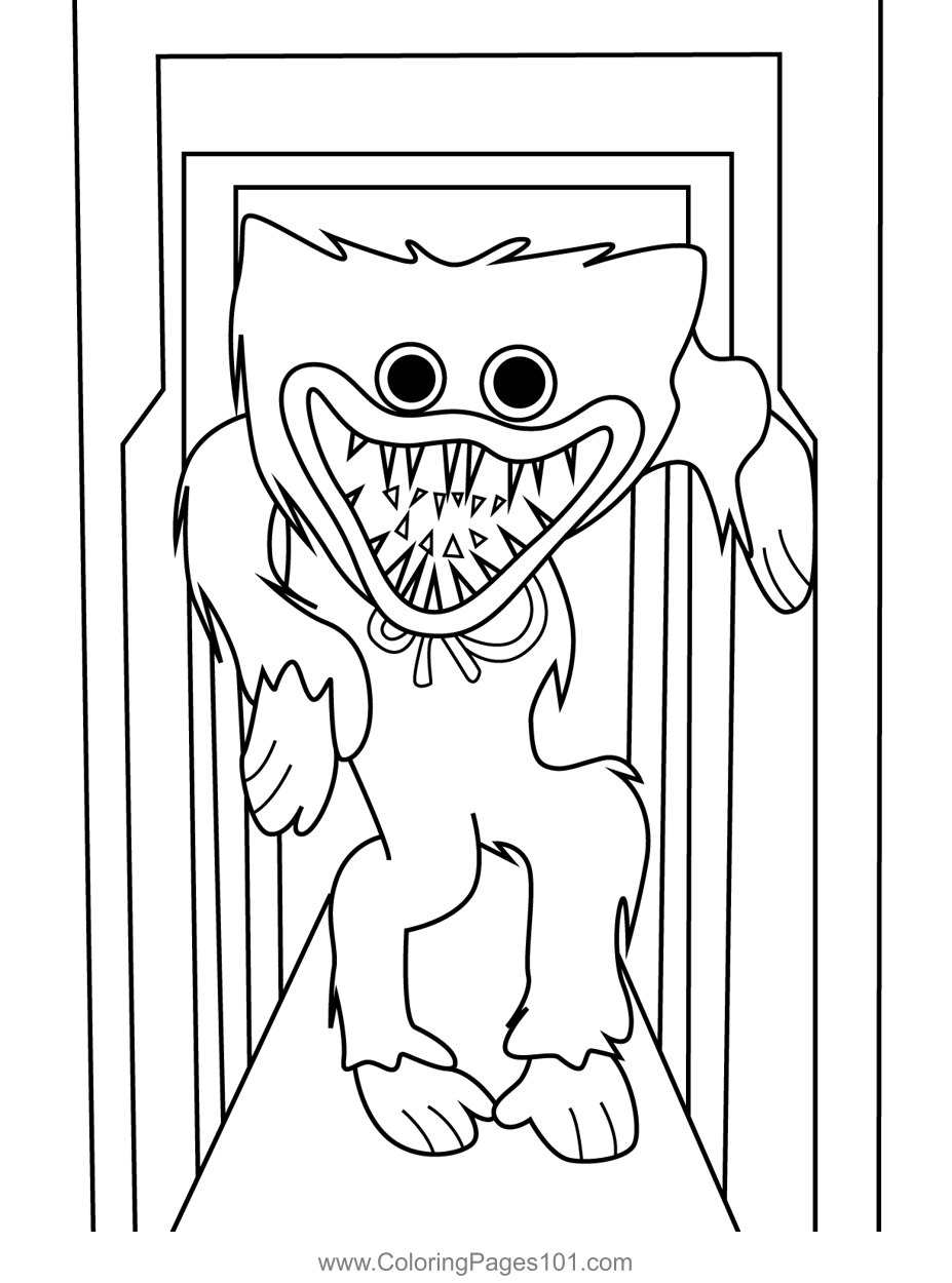 Huggy wuggy inside vent coloring page for kids