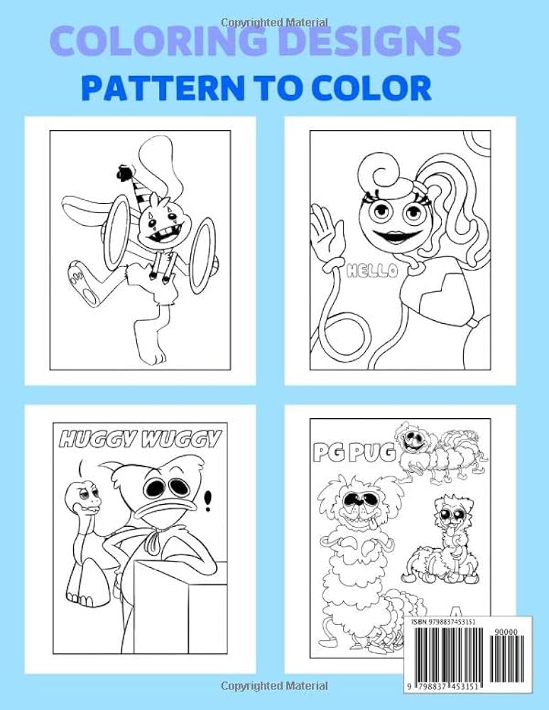 Huggy wuggy coloring book bunzo bunny illustrations for kids and adults great coloring books for huggy wuggy fans hersey patricia hersey books