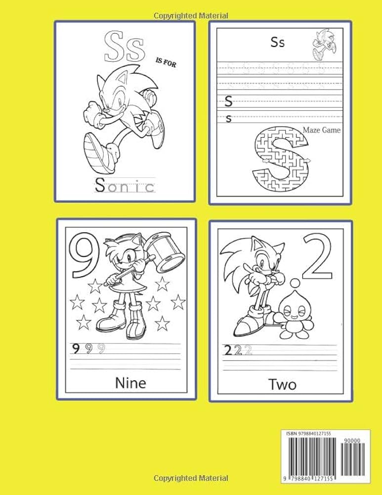 Sãnic the hedgehog abc sãnic coloring letters and numbers tracing workbook for kids ages