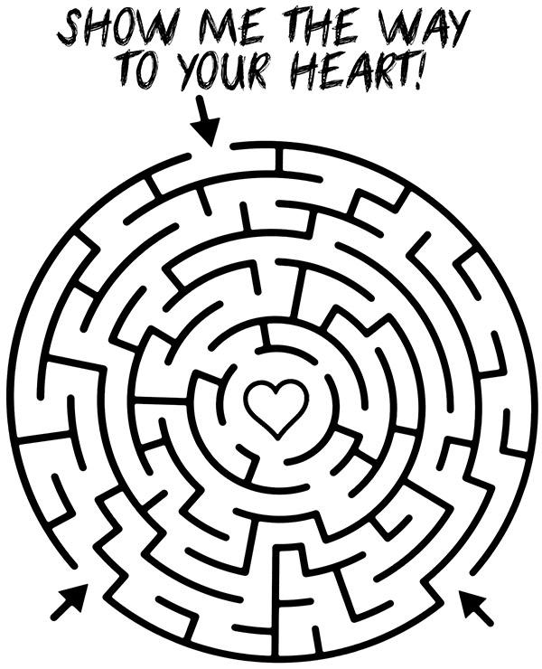 Valentines day labyrinth worksheet to print