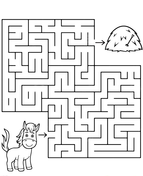 Simple maze for kids with a horse