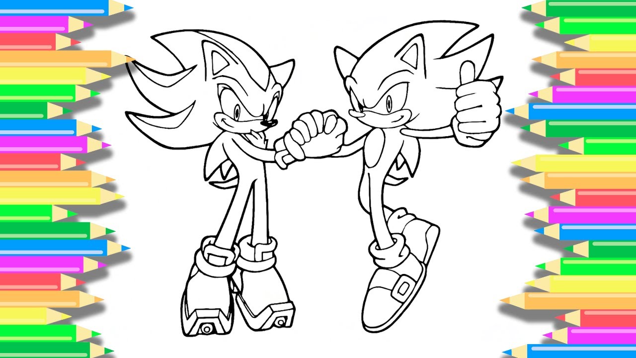 Sonic and shadow team up easy fun coloring page