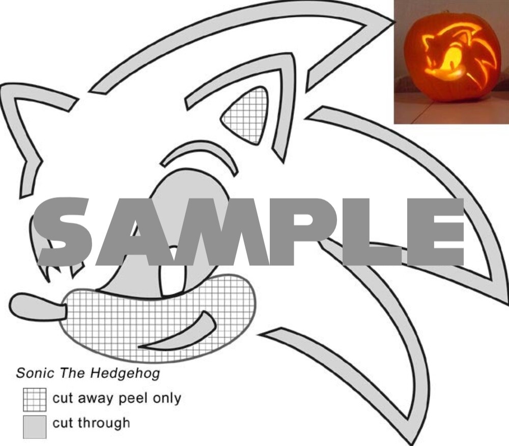 Halloween sonic the hedgehog pumpkin stencil