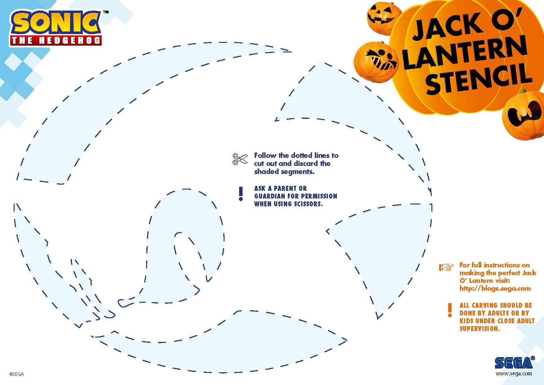Sonic the hedgehog pumpkin stencil