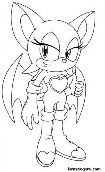 Printable sonic the hedgehog rouge coloring pages