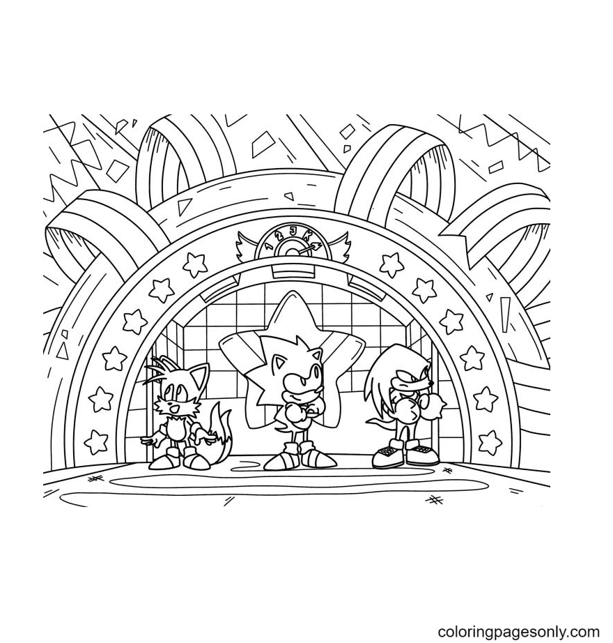 Knuckles sonic and tails coloring page
