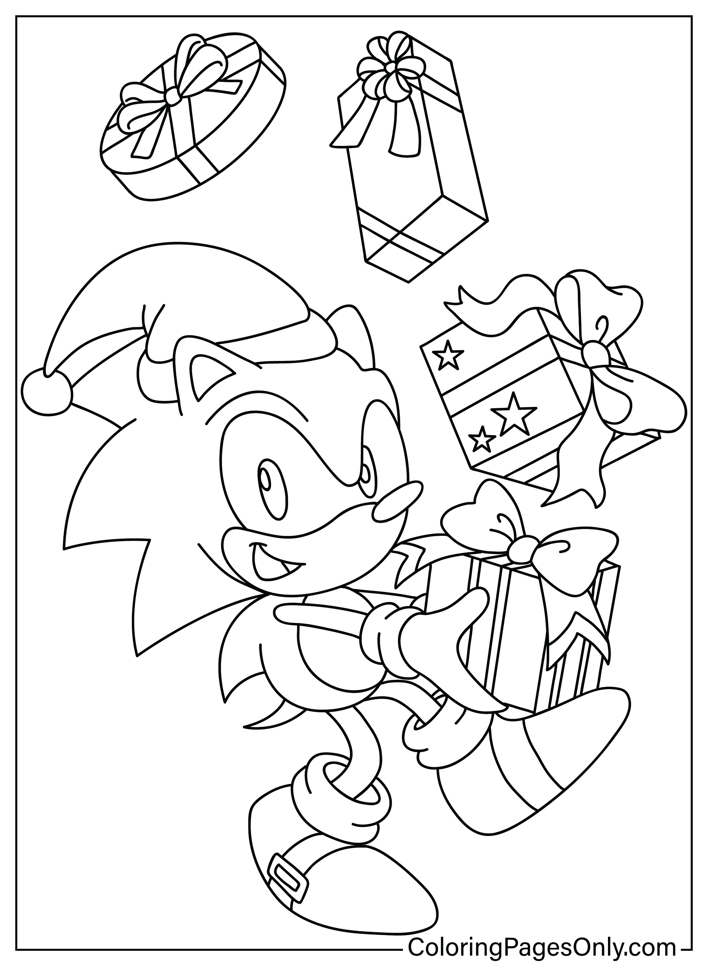 Christmas sonic coloring page