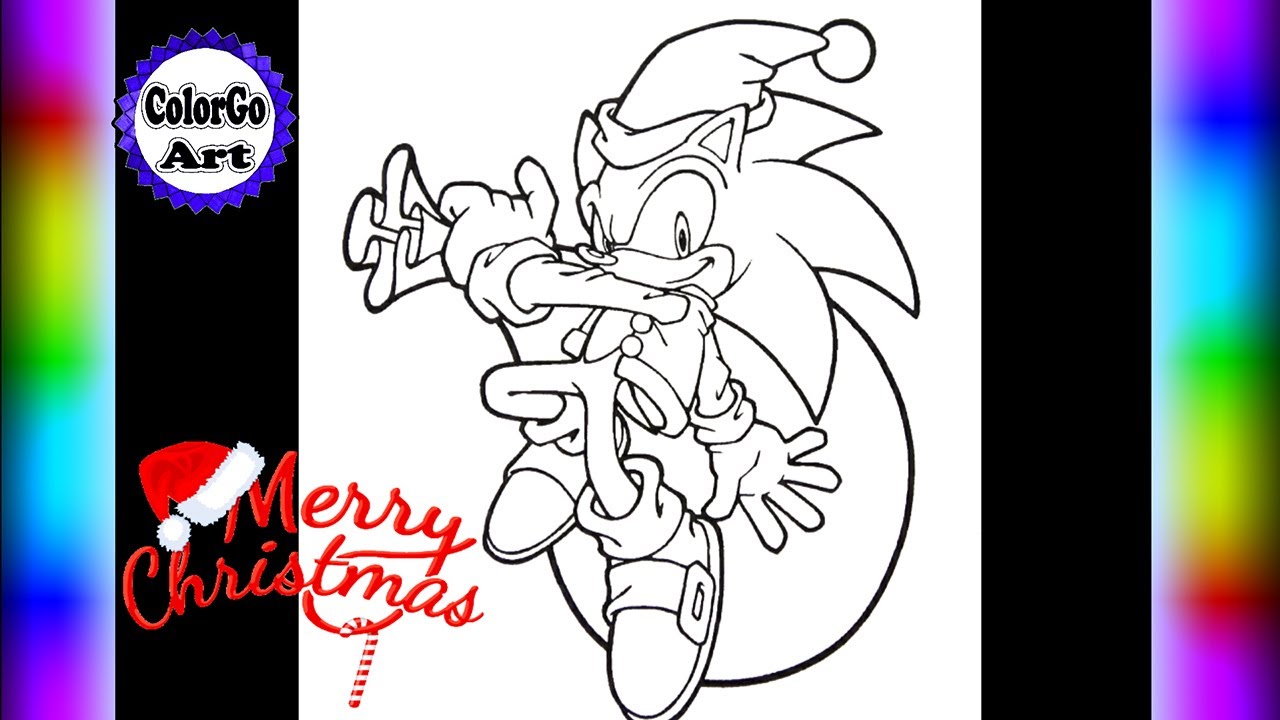 Christmas sonic the hedgehog coloring pages colored santa sonic with markers colorgoart