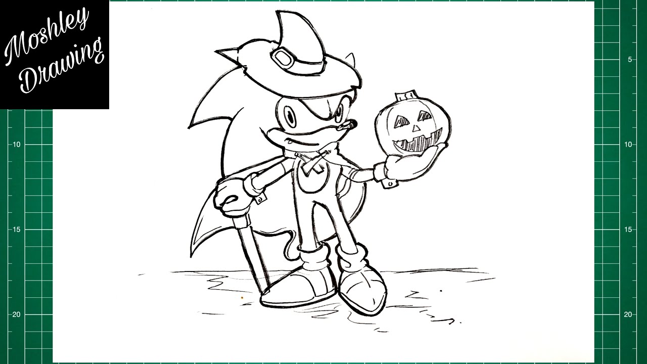How to draw halloween sonic the hedgehog