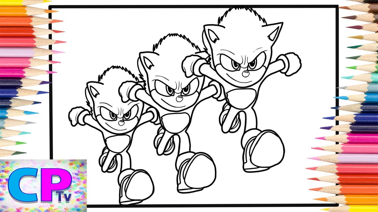Sonic the ovie coloring pagessonic in three colorssergius