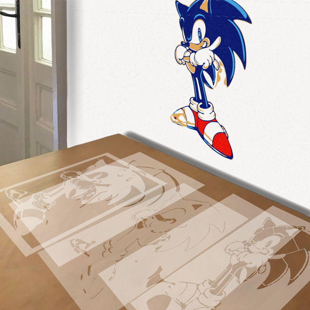 Sonic the hedgehog stencil in layers