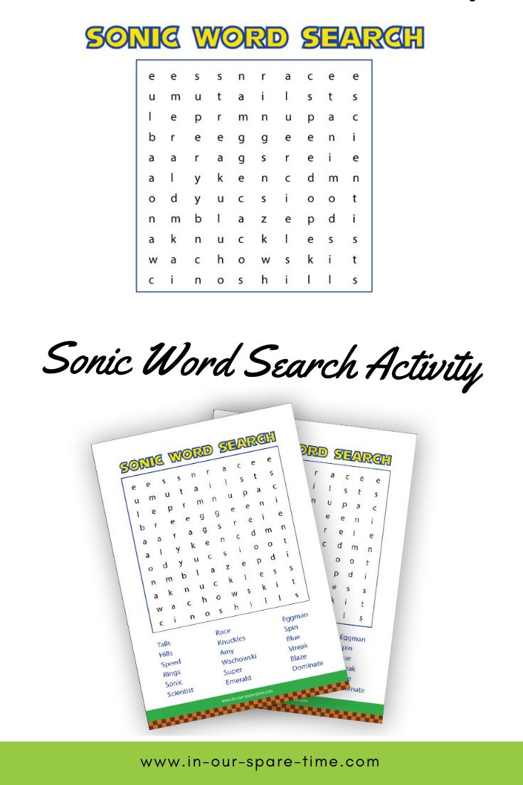 Sonic printable word search and sonic boom dvd word search printables sonic business for kids