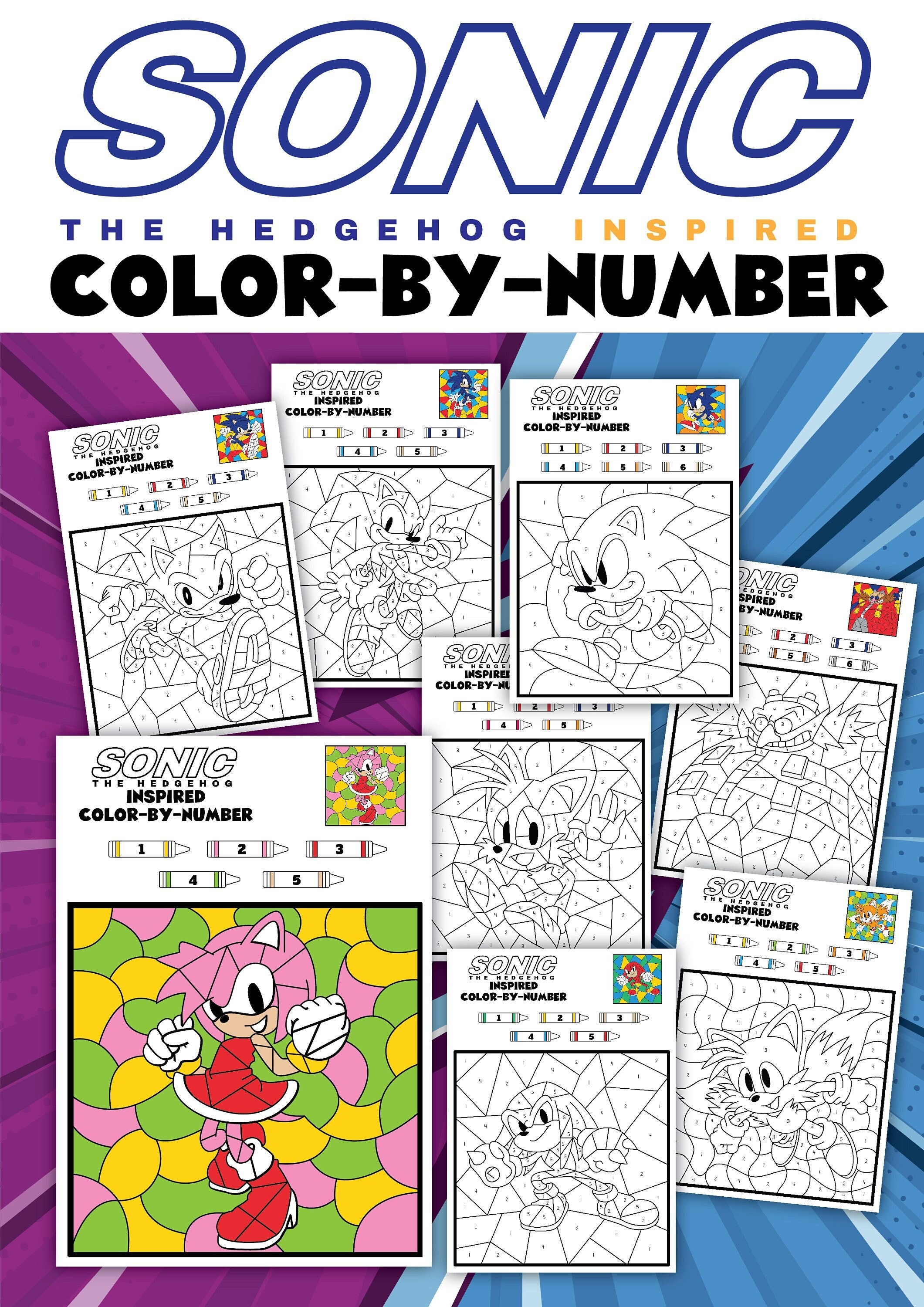 Sonic the hedgehog color by number kids activity