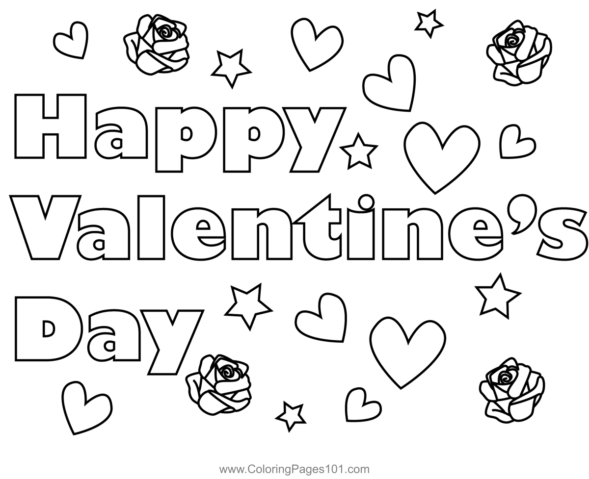 Happy valentines day coloring page for kids