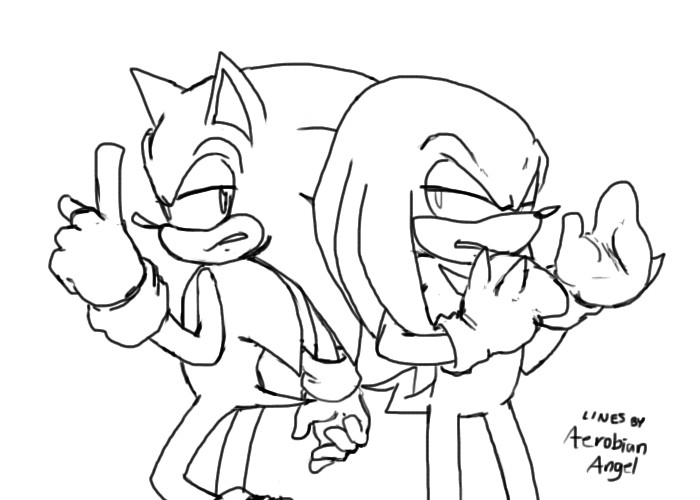 Sonic and knuckles lineart by aerobian