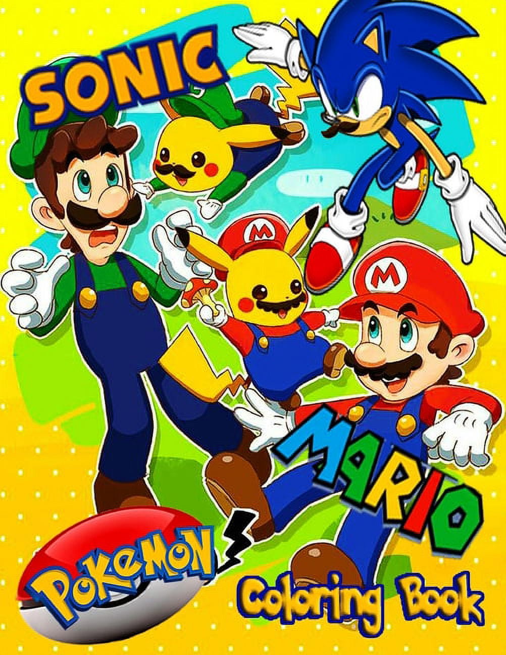 Sonic mario pokemon coloring book jumbo in giant coloring book for boys girls toddlers preschoolers kids with great illustrations paperback