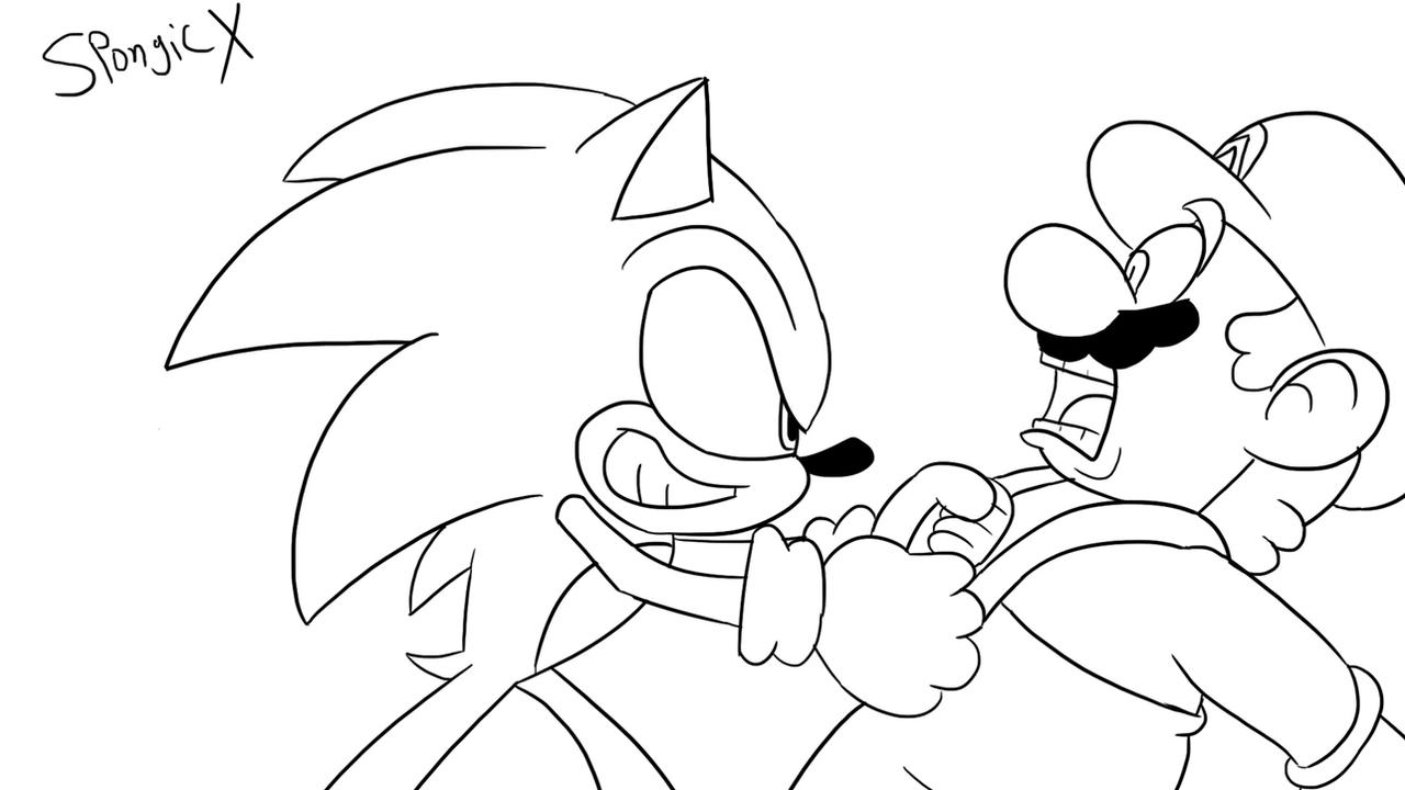 Sonic vs mario by spongicx on
