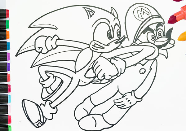 Super mario vs sonic the hedgehog coloring pages