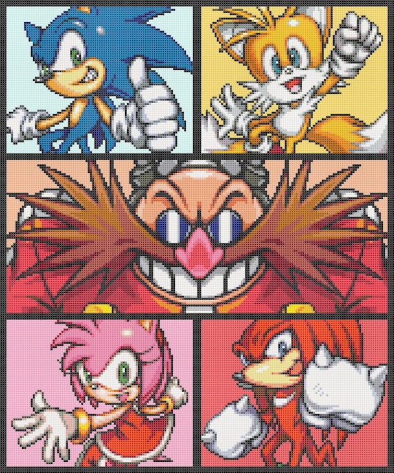 Sonic and friends cross stitch pattern