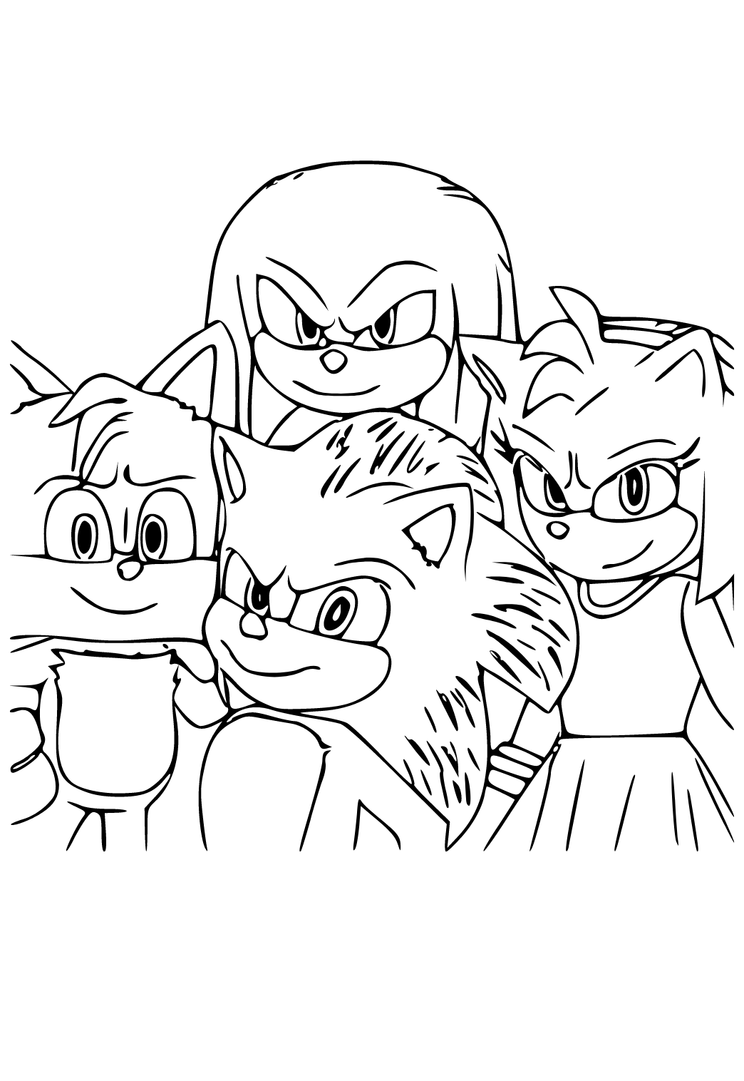 Free printable sonic group coloring page sheet and picture for adults and kids girls and boys