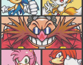 Sonic and friends cross stitch pattern