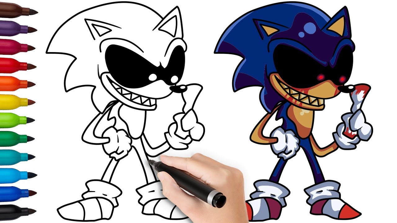 How to draw sonic exe halloween friday night funkin fnf