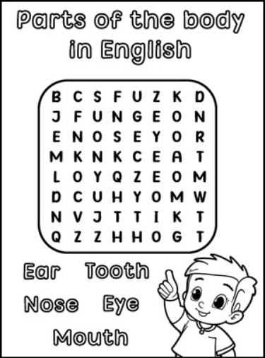 Sopa de letras fãcil de las part del cuerpo en inglãs para imprimir sopa de letras facil part del cuerpo en ingl inglãs para secundaria