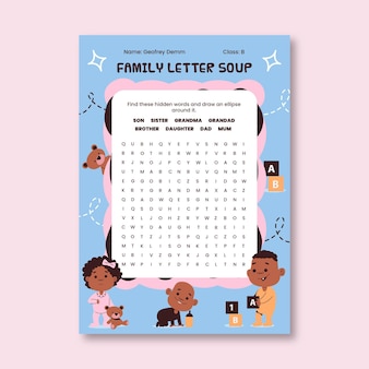Vector e ilustracion de sopa letras ninos para dcargar gratis