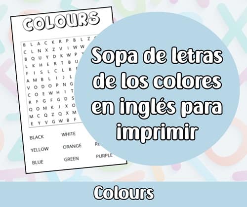 Sopa de letras de los colores en inglãs para imprimir apuntes de inglãs