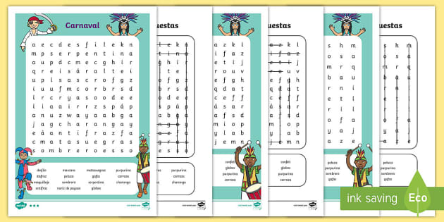 Sopa de letras de atenciãn a la diversidad carnaval