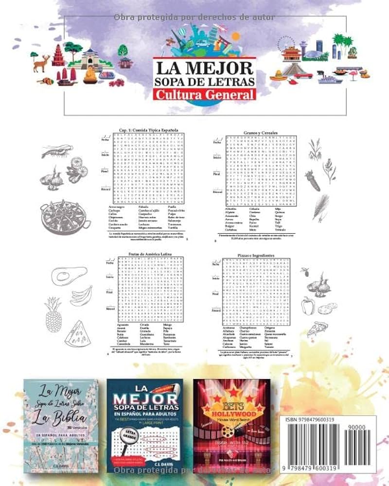 La mejor sopa de letras cultura general letra grande para adultos â idas geografãa deportes paãses spanish edition davis cl books