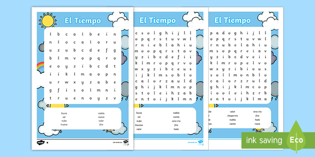El tiempo sopa de letras para imprimir teacher made