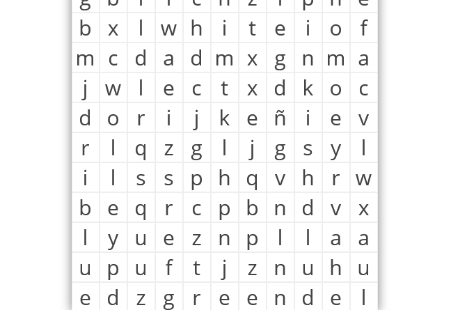 Colores en inglãs sopa de letras