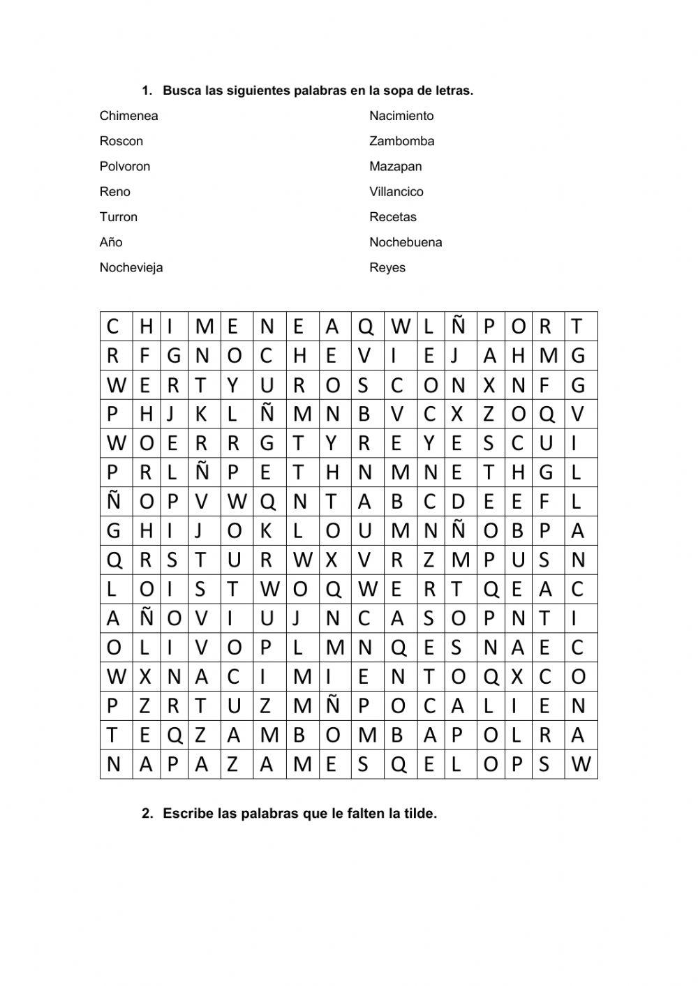 Sopa de letras navideãa online exercise for live worksheets