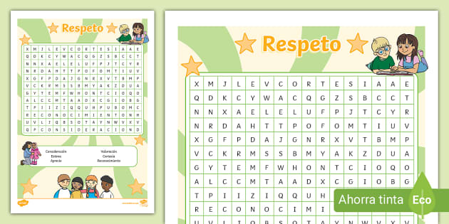 Sopa de letras el respeto materiales educativos