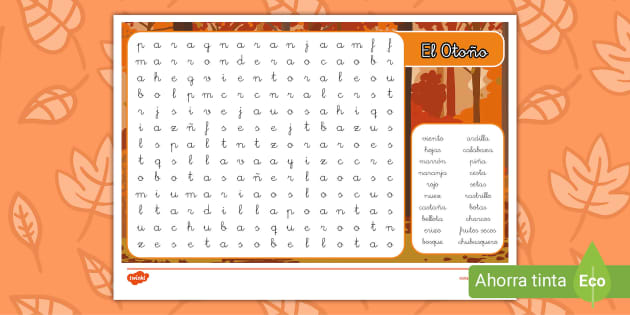 Sopa de letras el otoão teacher made
