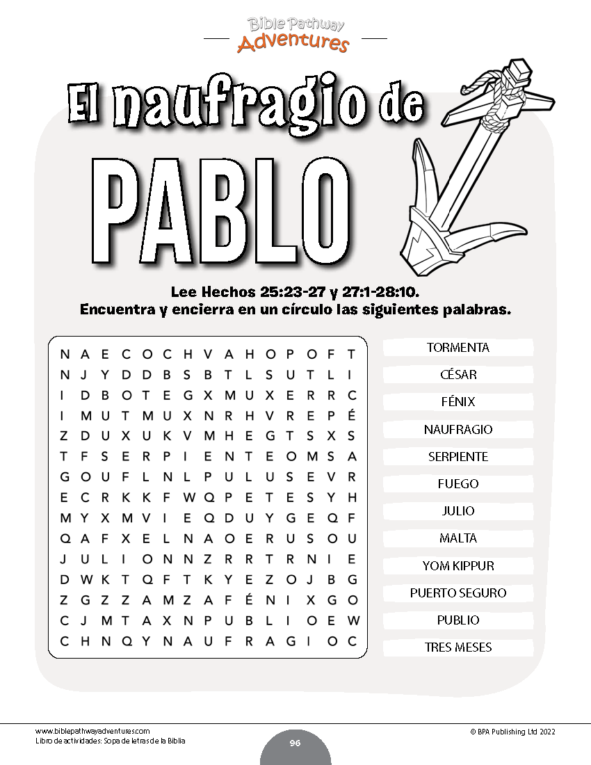 Sopas de letras de la biblia libro de actividades â bible pathway adventures