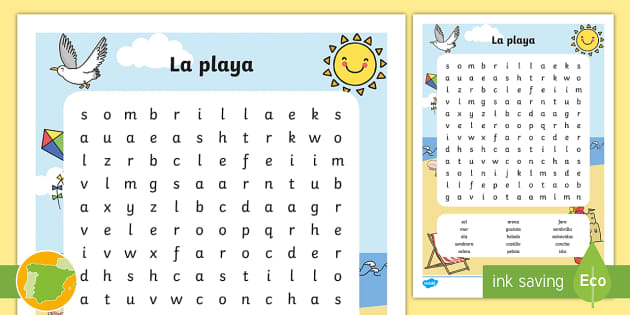 Sopa de letras la playa teacher made