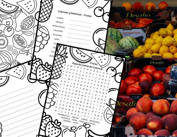 Frutas sopa de letras de colorear colecciãn de pãginas colorear escribir buscar palabras sopa de letras actividades