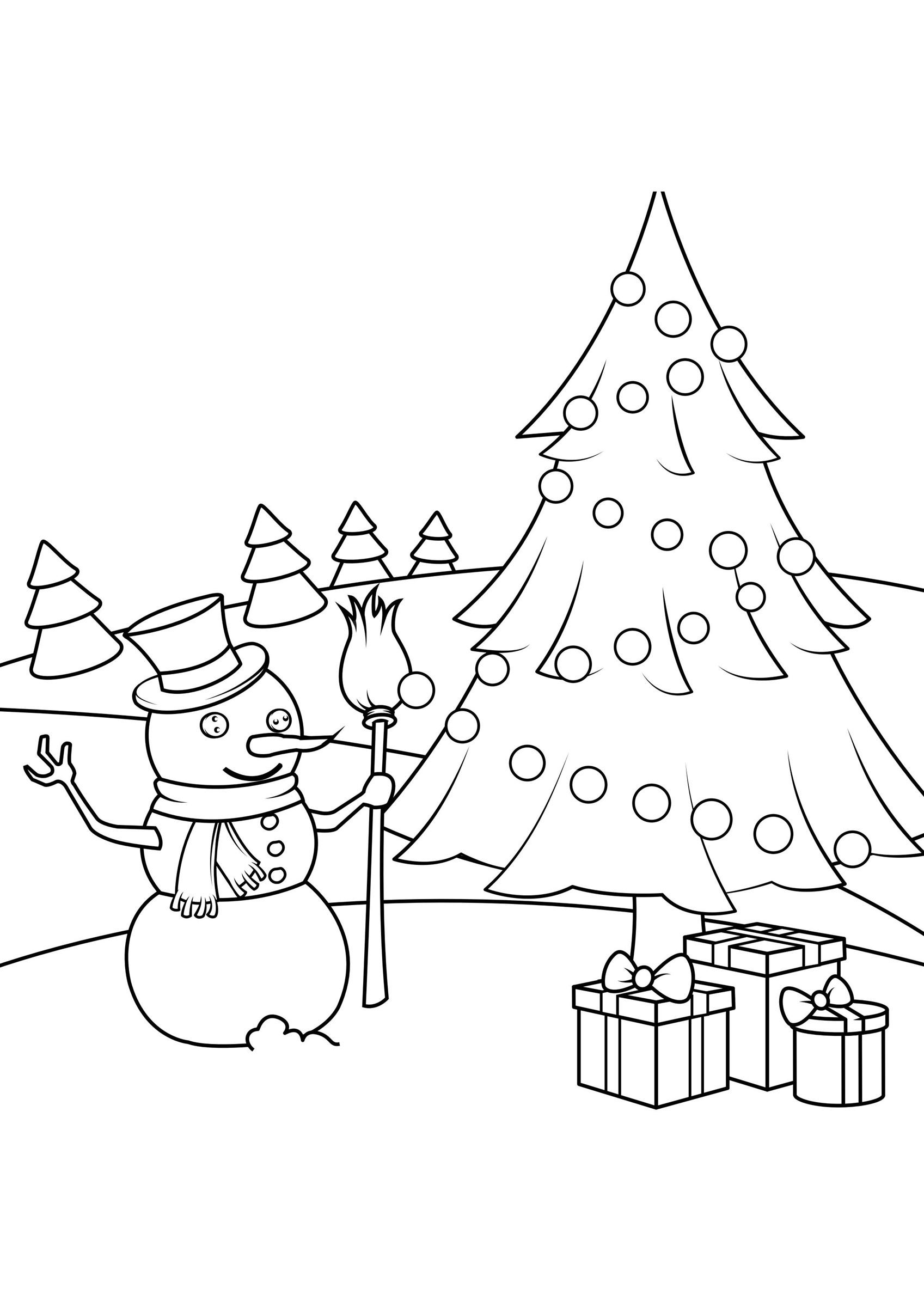 Dibujo para colorear escena navideãa