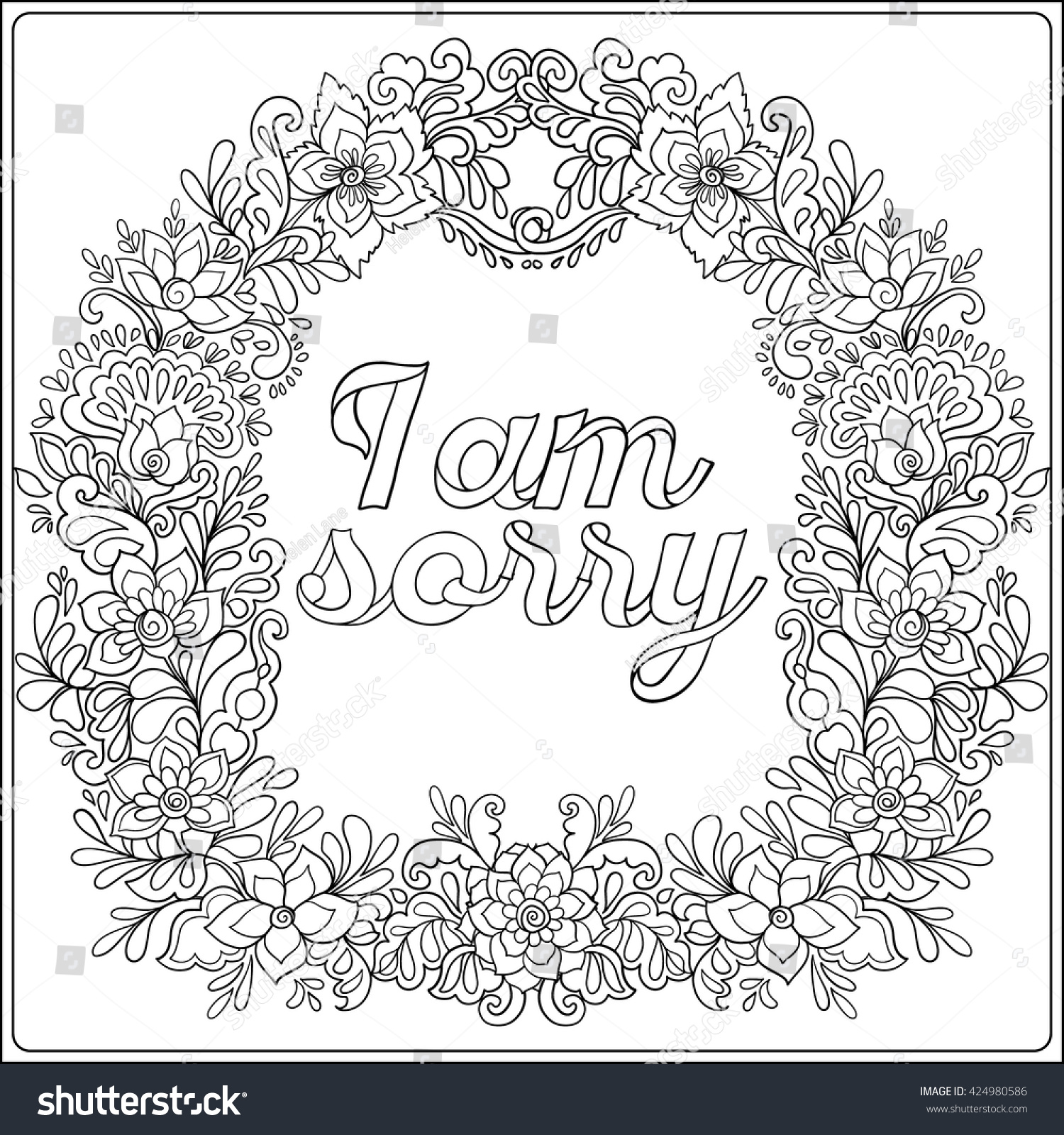 Coloring page message vintage floral decorative stock vector royalty free