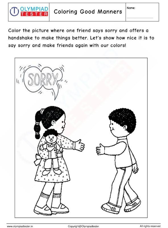 Good manners colorg pages apology accepted olympiad tester