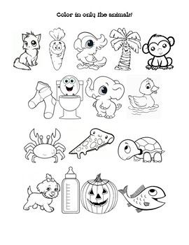 Color in only the animals childhood education preschool lesson plans early childhood