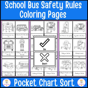 School bus safety rules pocket chart sort coloring pages bus safety rules